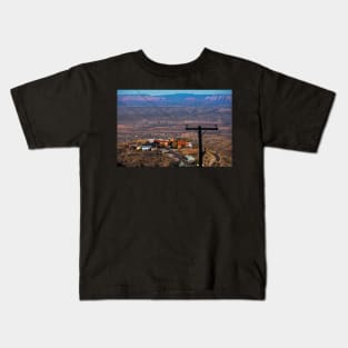 Looking down from Jerome AZ Arizona Kids T-Shirt